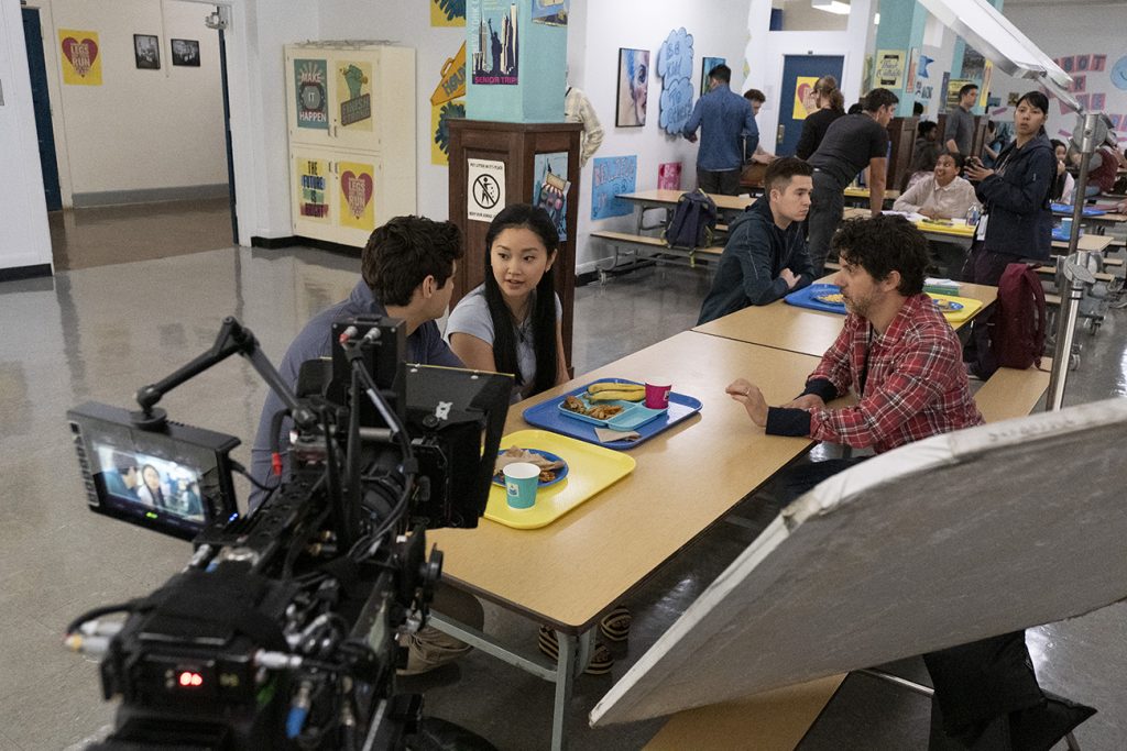 TO ALL THE BOYS IVE LOVED BEFORE 3. Noah Centineo as Peter Kavinsky, Lana Condor as Lara Jean Covey, Michael Fimognari as Director, In TO ALL THE BOYS IVE LOVED BEFORE 3. Cr. Katie Yu / Netflix © 2020